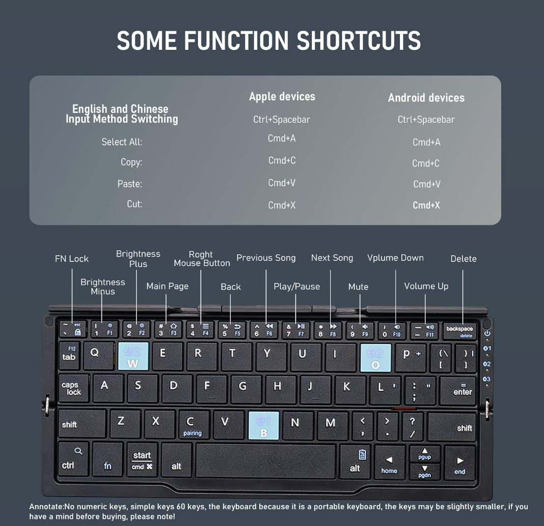 Teclado Bluetooth Plegable – Compacto, Elegante y Súper Práctico